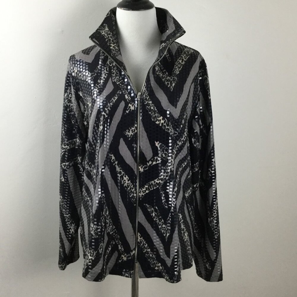 Exclusively Misook Mixed Print Sequin Jacket m - image 7